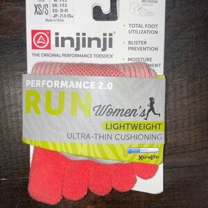 INJINJI Total Foot Utilization Lightweight Socks Toe Running PINK No Show 5-8.5